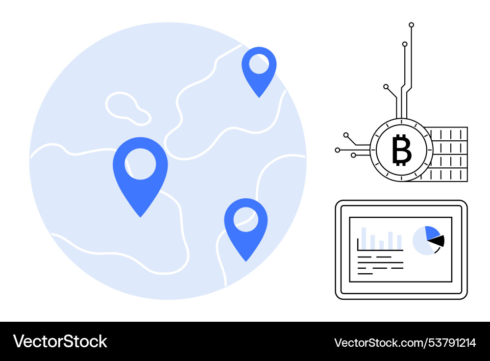 Global cryptocurrency trends with blockchain Global cryptocurrency trends with blockchain vector image