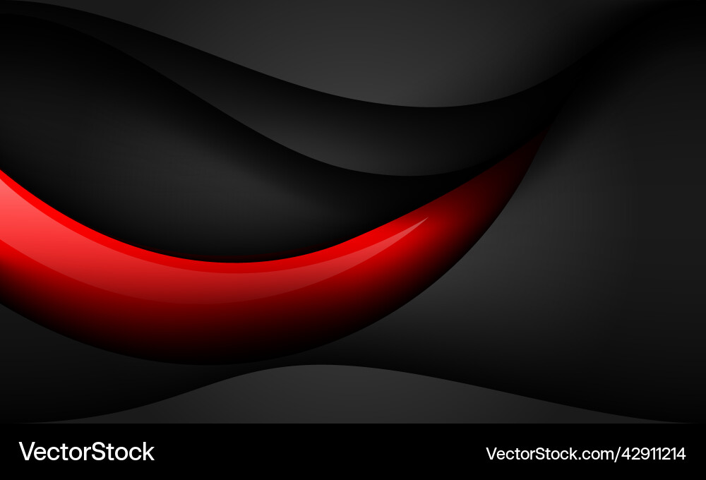 Glossy Red Black Curve Abstract Vector Image