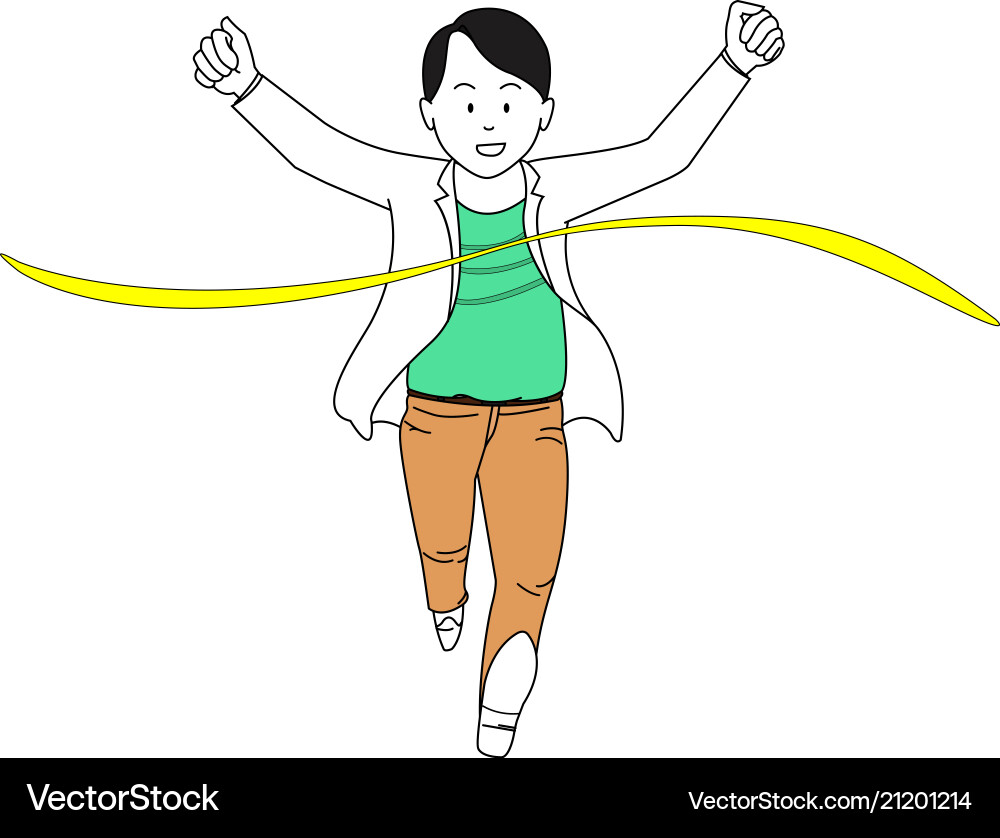 Man running to finish line vector image