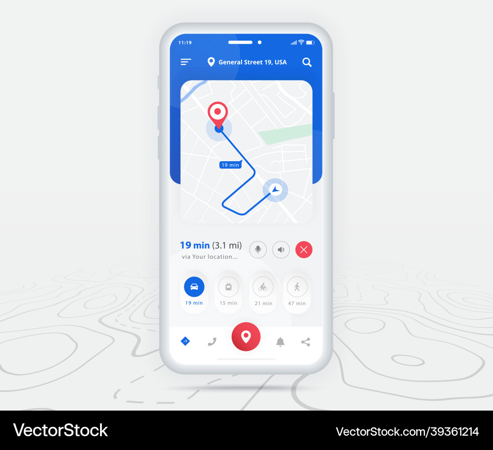 Map gps navigation app ux ui concept mobile Map gps navigation app ux ui concept mobile vector image
