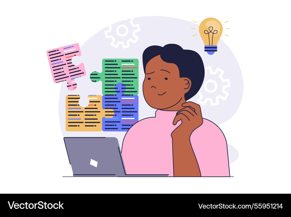 Programmer working concept with cartoon people Programmer working concept with cartoon people vector image