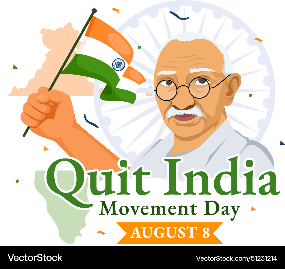 Quit india movement day on 8 august with indian Vector Image