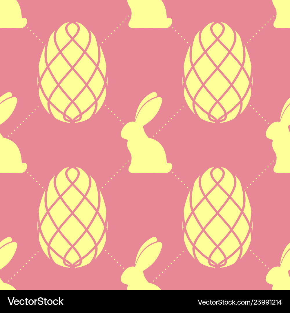 Seamless easter pattern with eggs and rabbit vector image