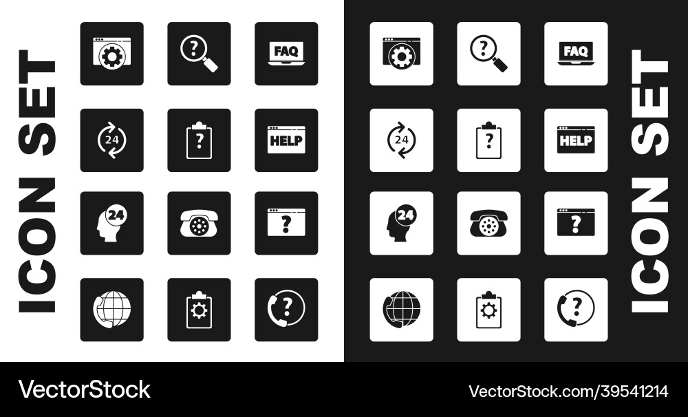Set laptop and faq clipboard with question marks Set laptop and faq clipboard with question marks vector image