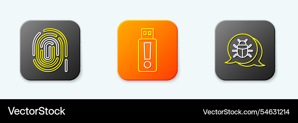 Set line fingerprint usb flash drive and system Set line fingerprint usb flash drive and system vector image
