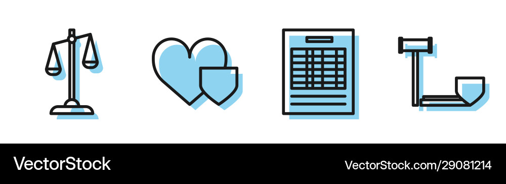Set line report file document scales justice Vector Image
