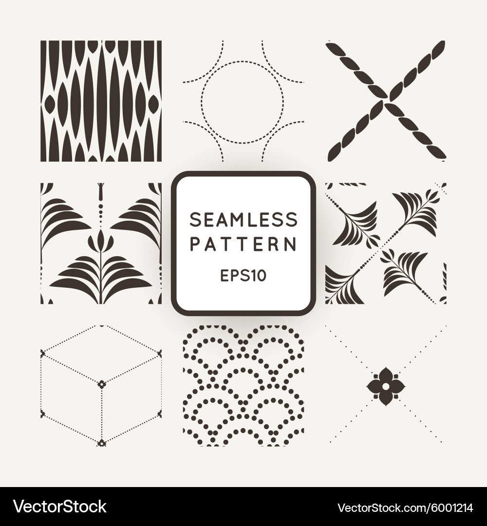 Set of nine abstract seamless patterns Vector Image