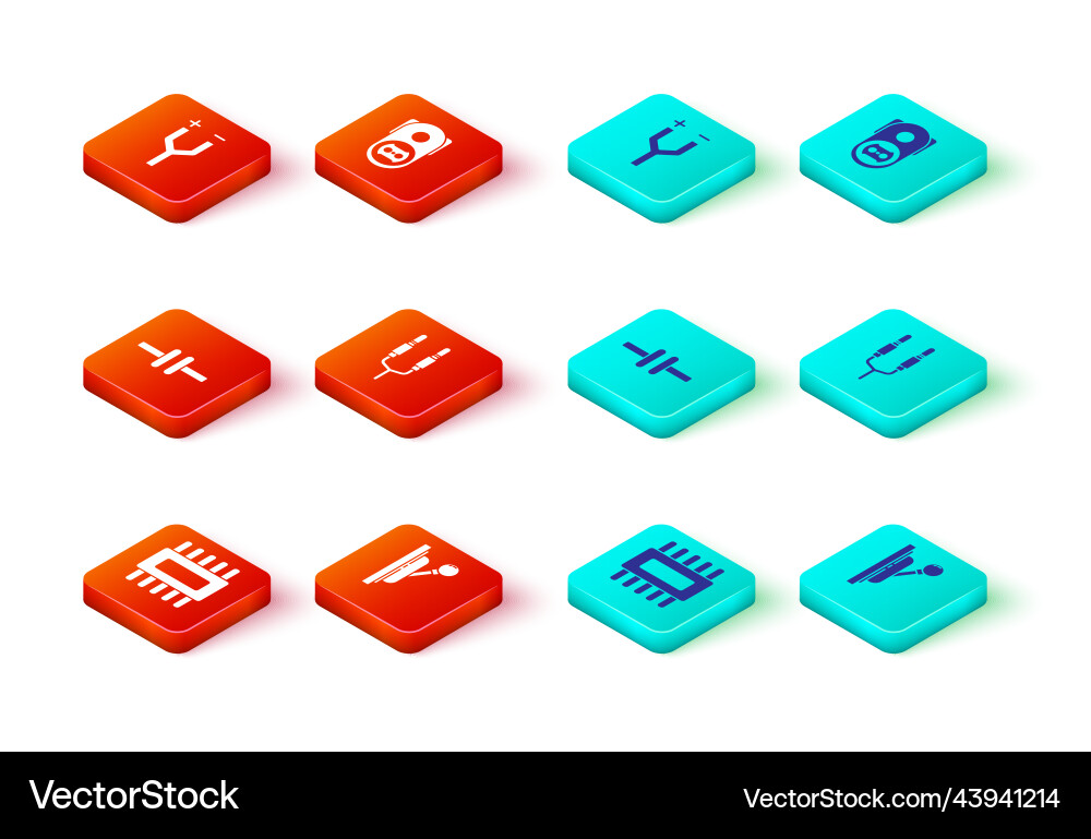 Set processor with microcircuits cpu electrical Vector Image