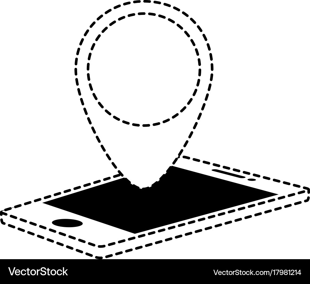 Smartphone with pointer location isolated icon Vector Image
