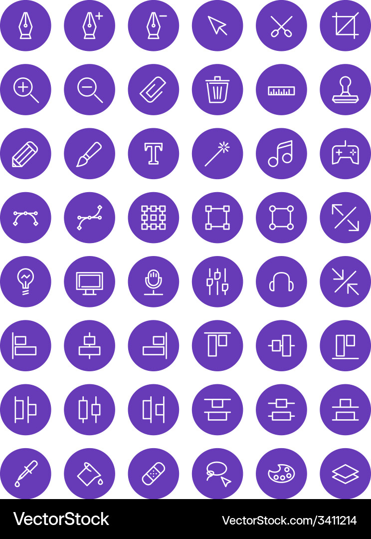 Thin line design tools icons set for web vector image