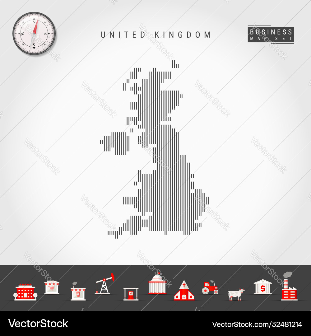 Vertical lines map united kingdom striped Vertical lines map united kingdom striped vector image