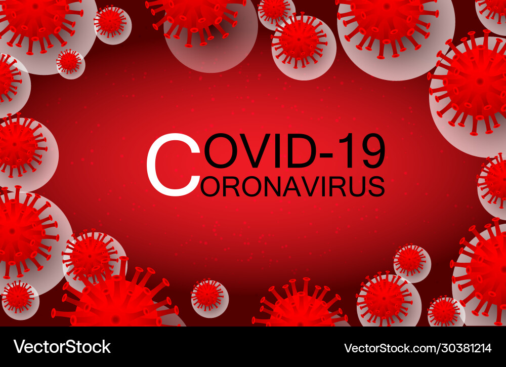 Virus cells on red background with copy space Vector Image
