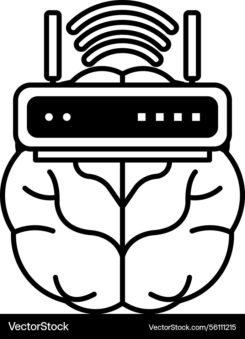A brain with wifi router A brain with wifi router Vector Image