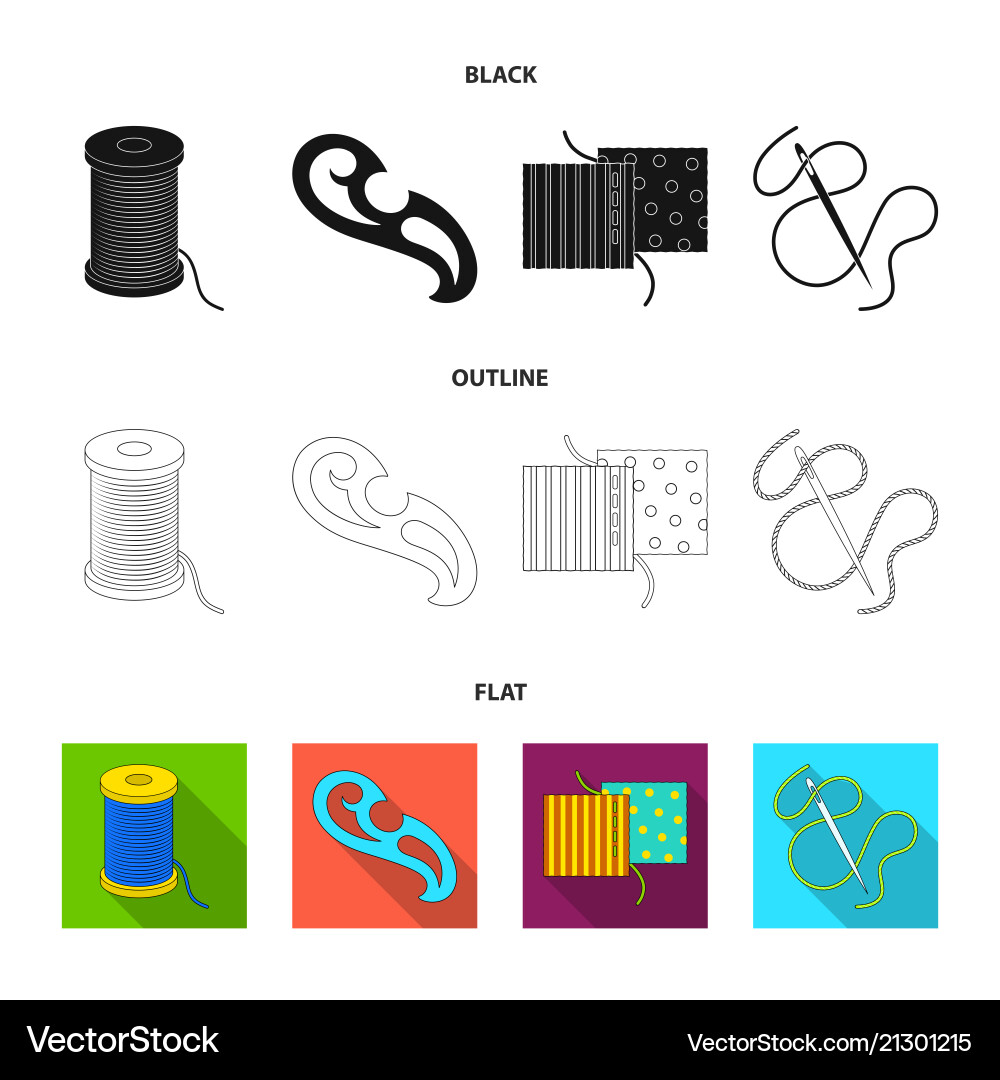 A spool with threads needle curl seam vector image