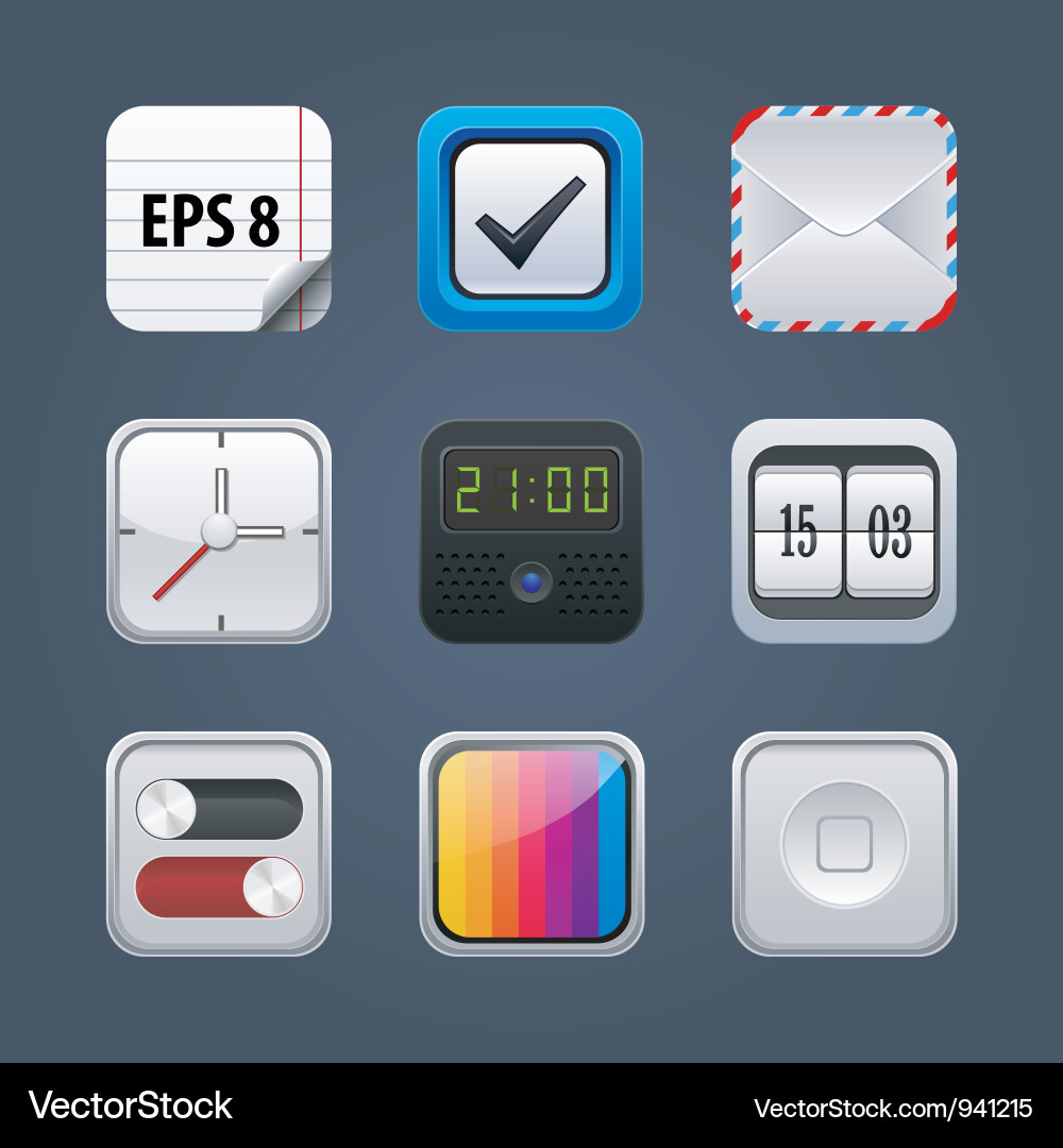 App Icon Set - Square Shape Vector Image