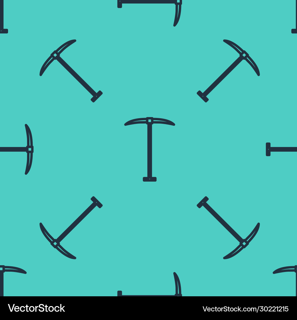 Black line pickaxe icon isolated seamless pattern Vector Image