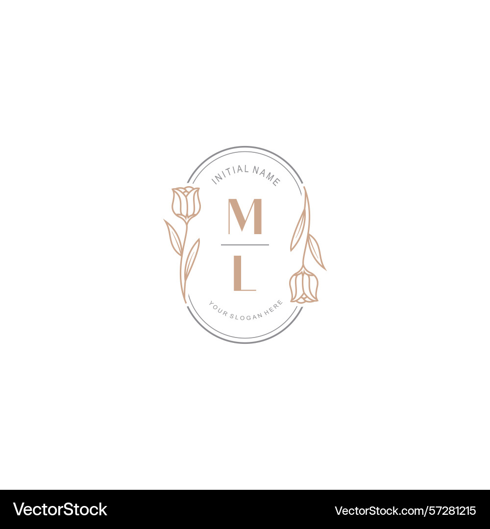 Botanical monogram logos with initial ml Botanical monogram logos with initial ml Vector Image