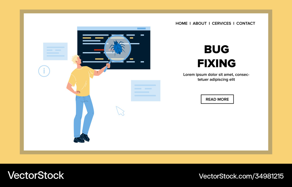 Bug fixing software and application service Bug fixing software and application service Vector Image