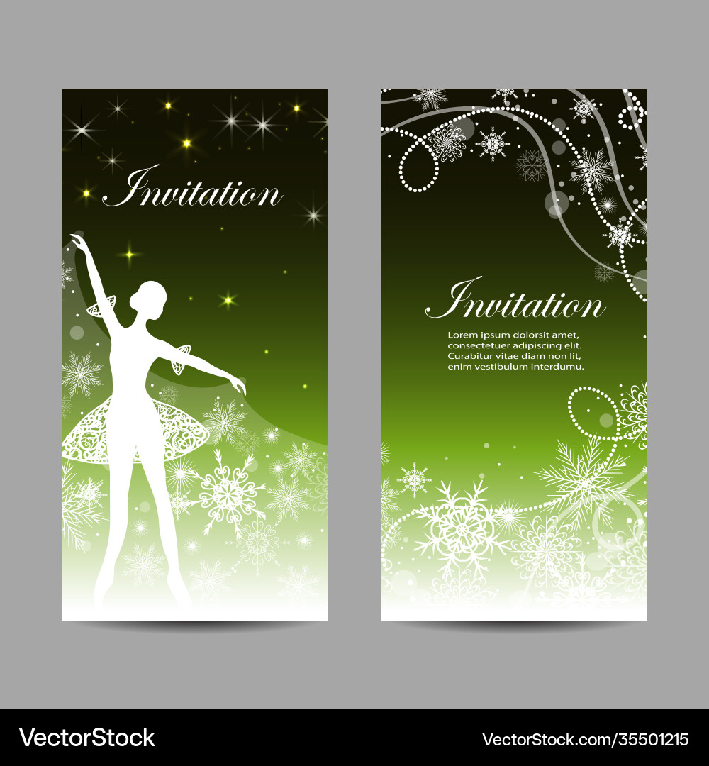Christmas and new year invitations with ballerina Christmas and new year invitations with ballerina vector image