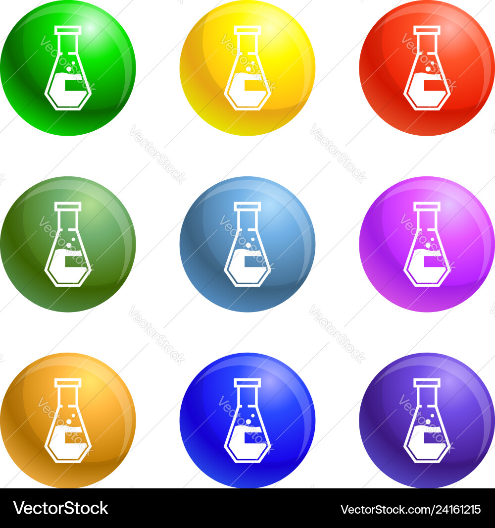 Conical flask icons set Conical flask icons set vector image