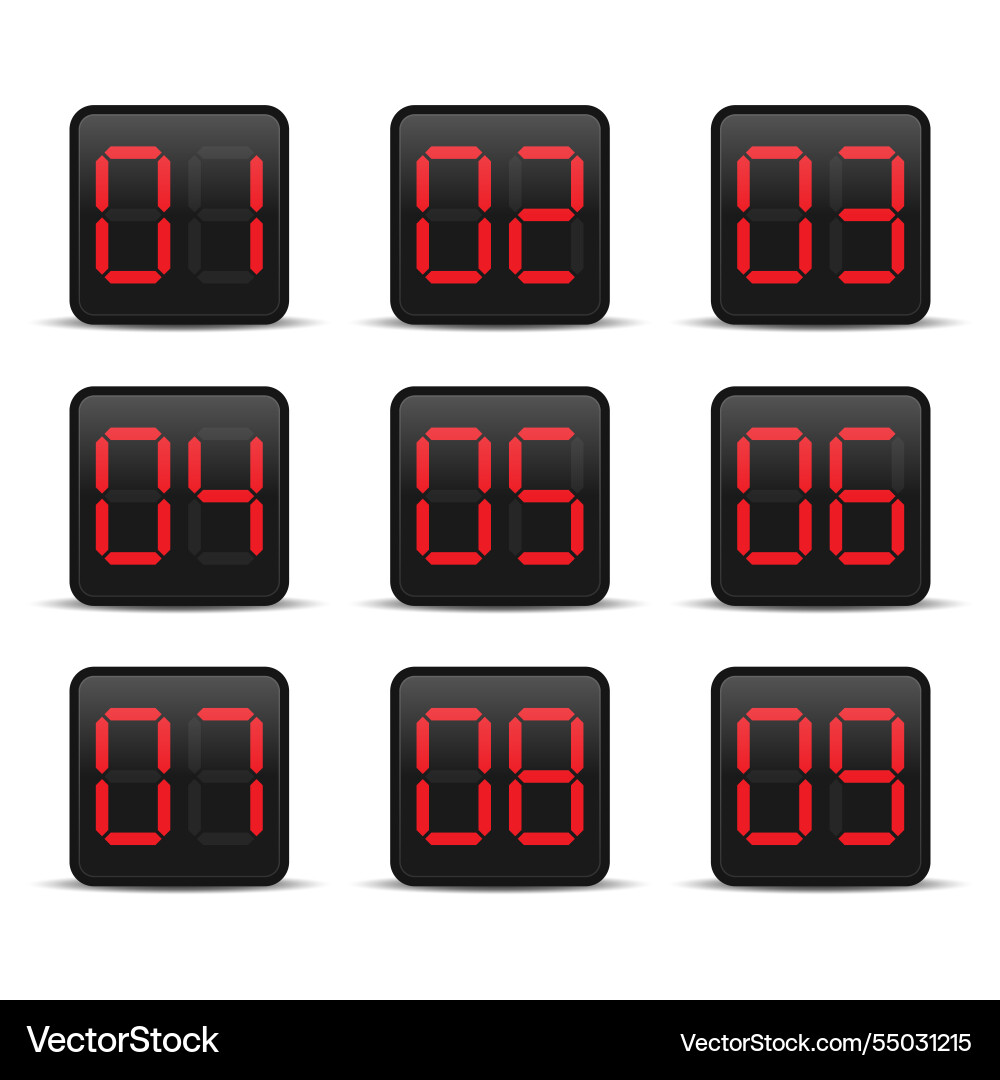 Digital countdown display set vector image