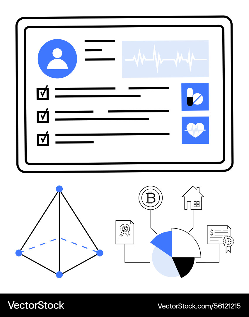 Digital profile overview with health data Digital profile overview with health data vector image