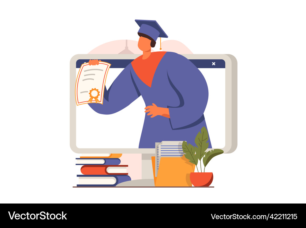 Distant learning web concept in flat design Distant learning web concept in flat design vector image