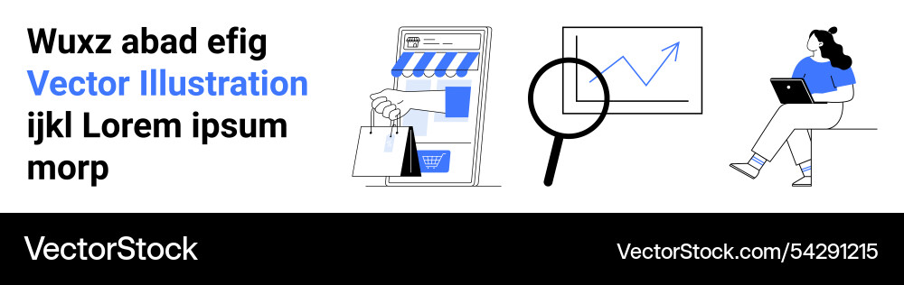 E-commerce shopping data analysis and remote E-commerce shopping data analysis and remote vector image