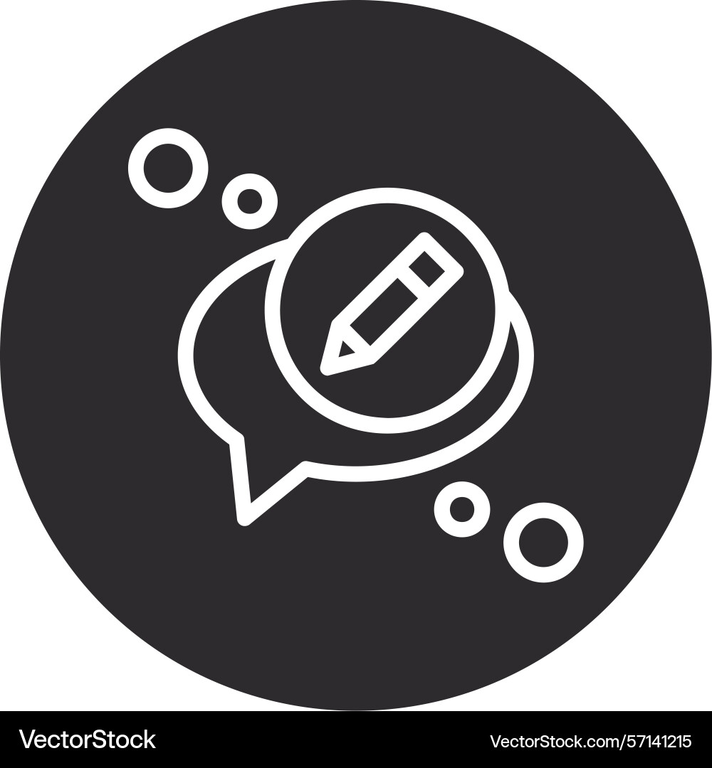 Edit message inverted circle black vector image