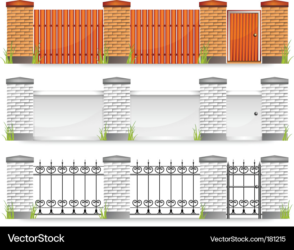 Fences with gate Royalty Free Vector Image - VectorStock
