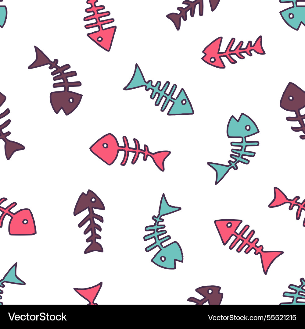 Fish skeleton pattern repeat seamless Fish skeleton pattern repeat seamless vector image