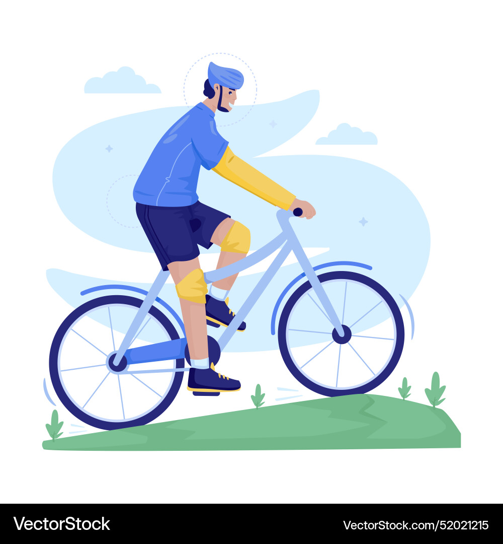 Flat design of a man cycling routine Flat design of a man cycling routine Vector Image