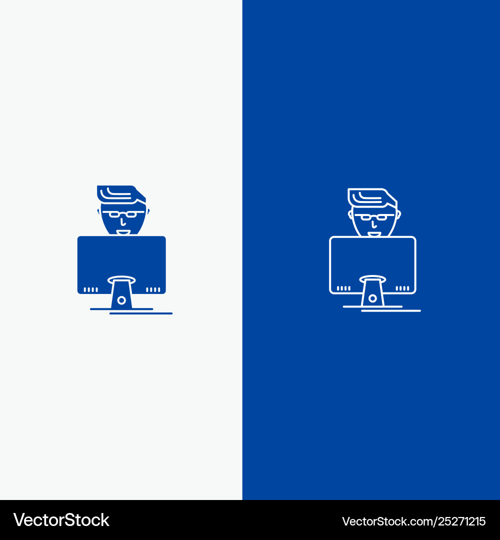 Hacker user gamer programmer line and glyph solid Hacker user gamer programmer line and glyph solid vector image