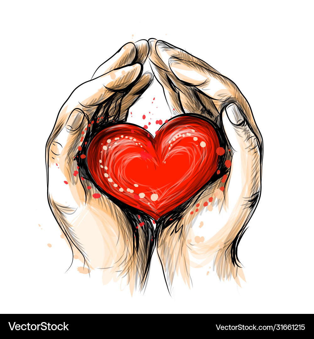 Hands Holding a Watercolor Heart – Royalty-Free Vector | VectorStock, image size:1000x1080