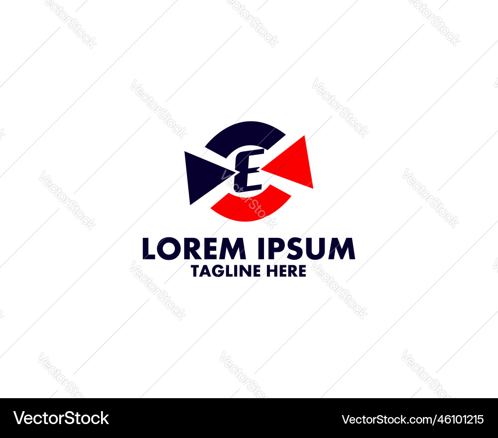 Initial letter e with dart arrow target logo Vector Image