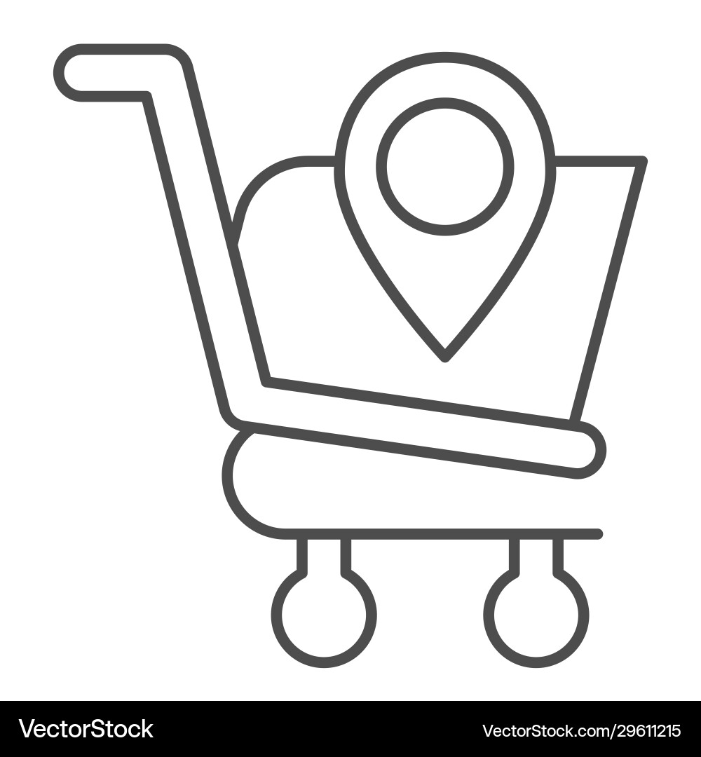Map pointer with shopping cart thin line icon Map pointer with shopping cart thin line icon vector image