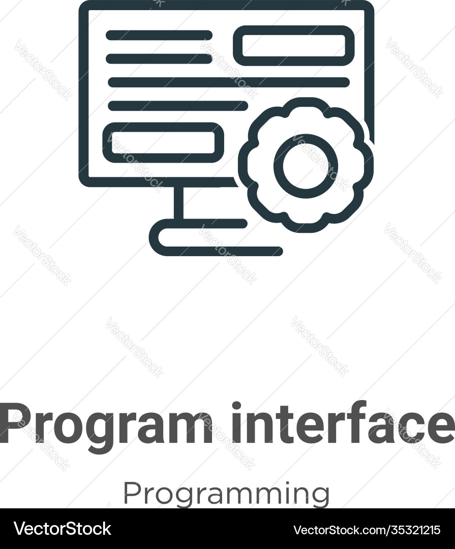 Program interface outline icon thin line black vector image