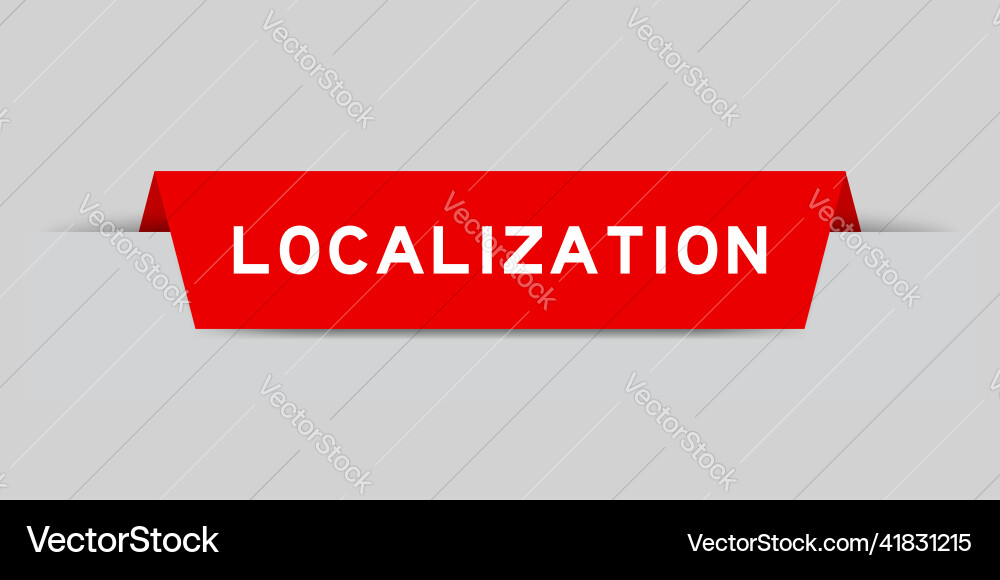 Red color inserted label with word localization vector image