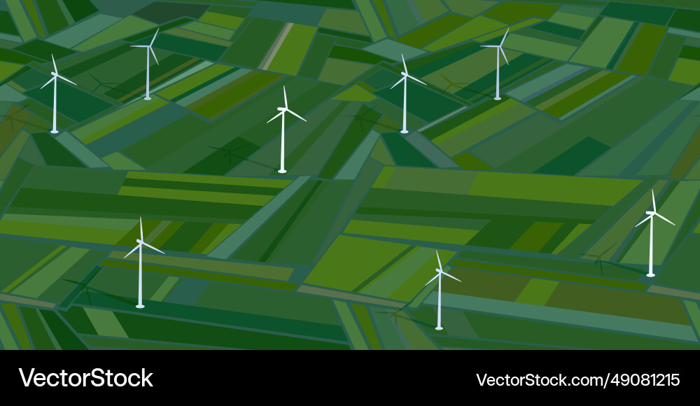 Seamless abstract green field with wind turbines Vector Image