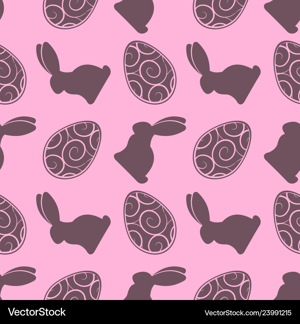 Seamless easter pattern with eggs and rabbit vector image