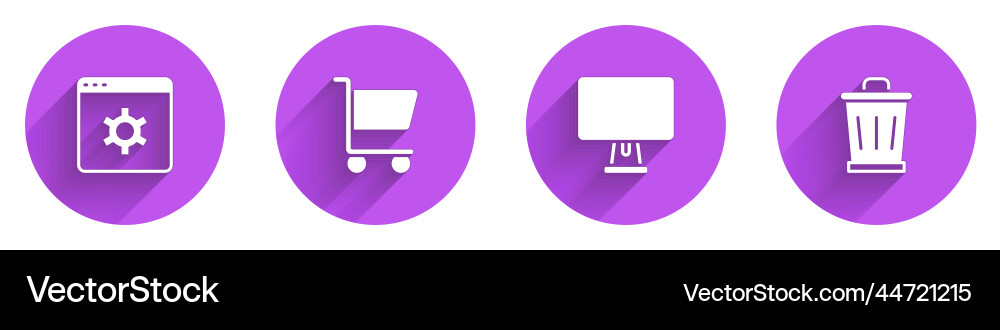Set browser setting shopping cart computer vector image