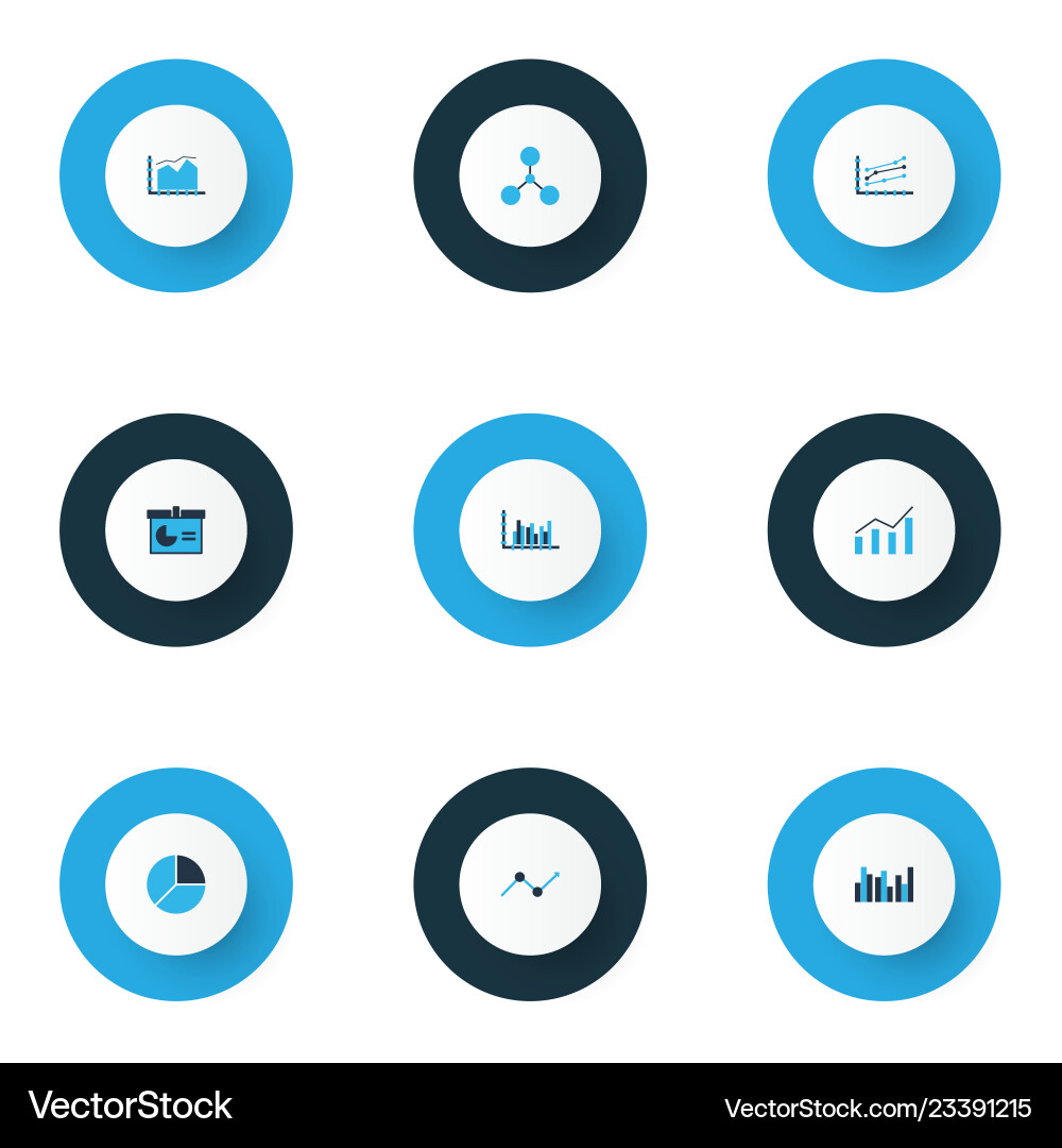 Set of graphs diagrams and statistics icons Set of graphs diagrams and statistics icons vector image