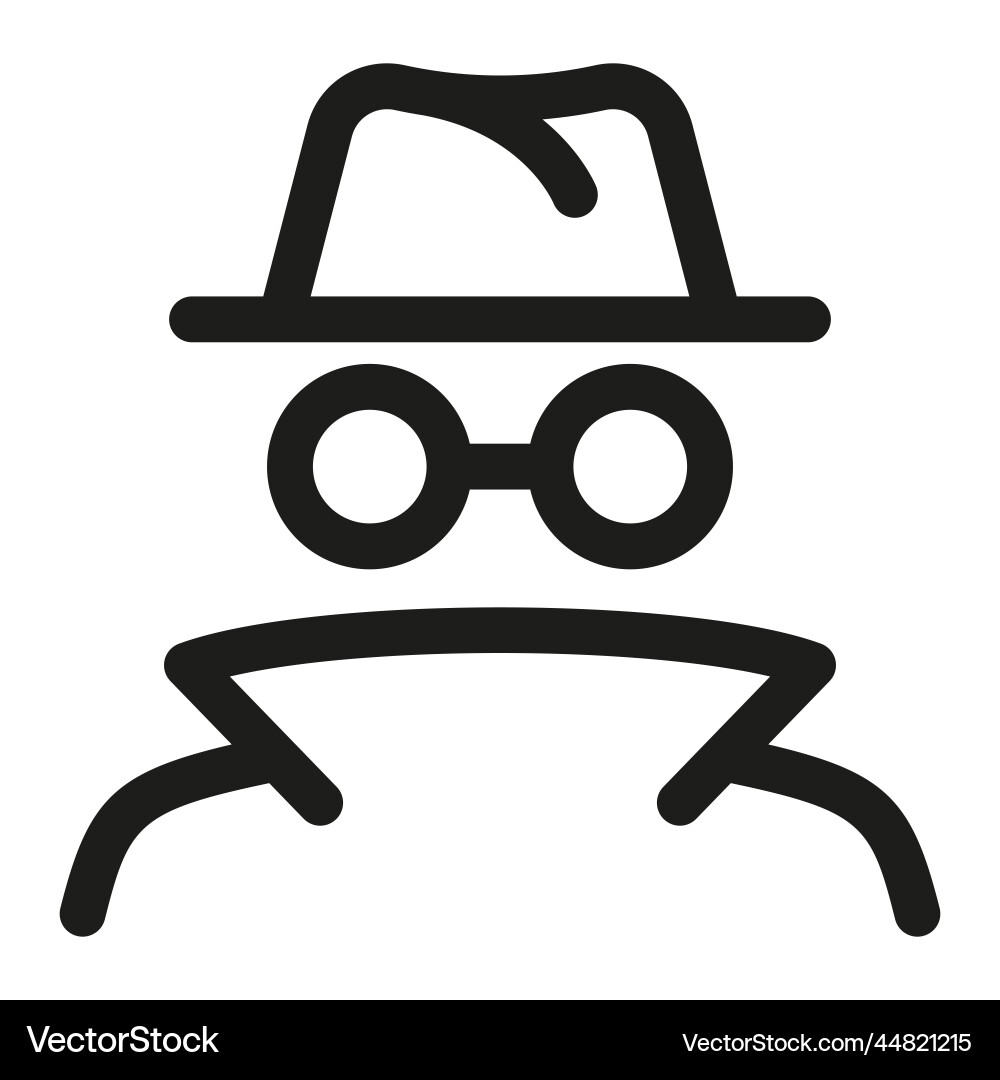 Spy agent searching outline icon anonymous Spy agent searching outline icon anonymous Vector Image