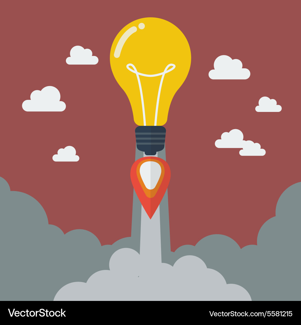 Startup Rocket Lightbulb vector image