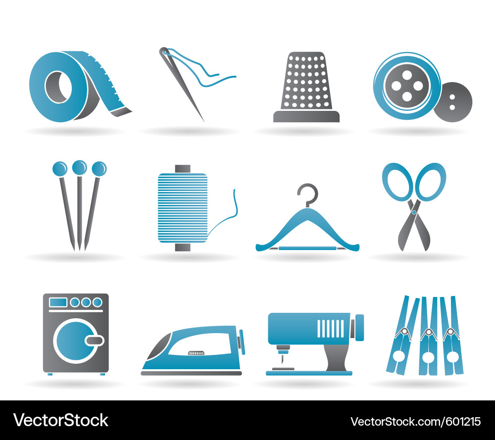 Textile & Sewing Icons Vector Image