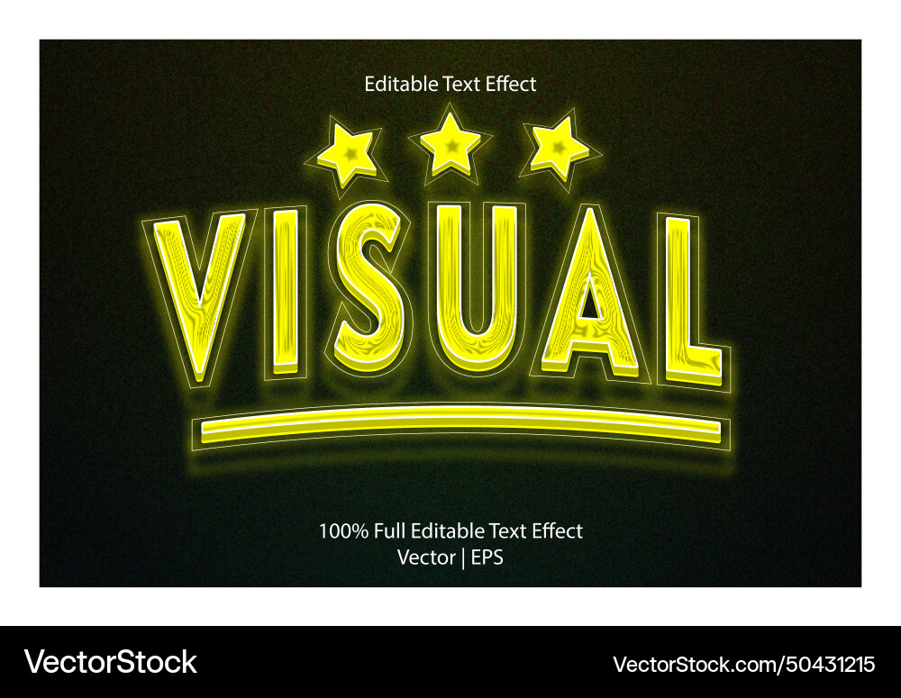 Visual editable text effect 3 dimension emboss Vector Image