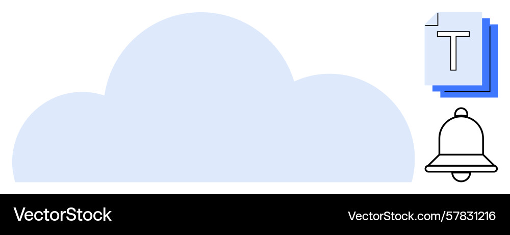 Cloud with text documents and notification bell vector image