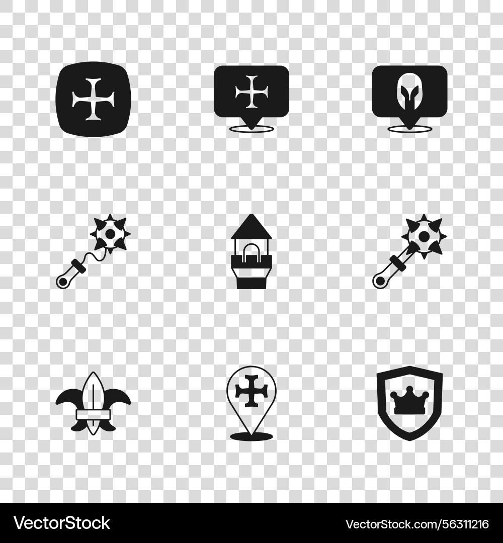 Crusader Mace and Shield Set Vector Image