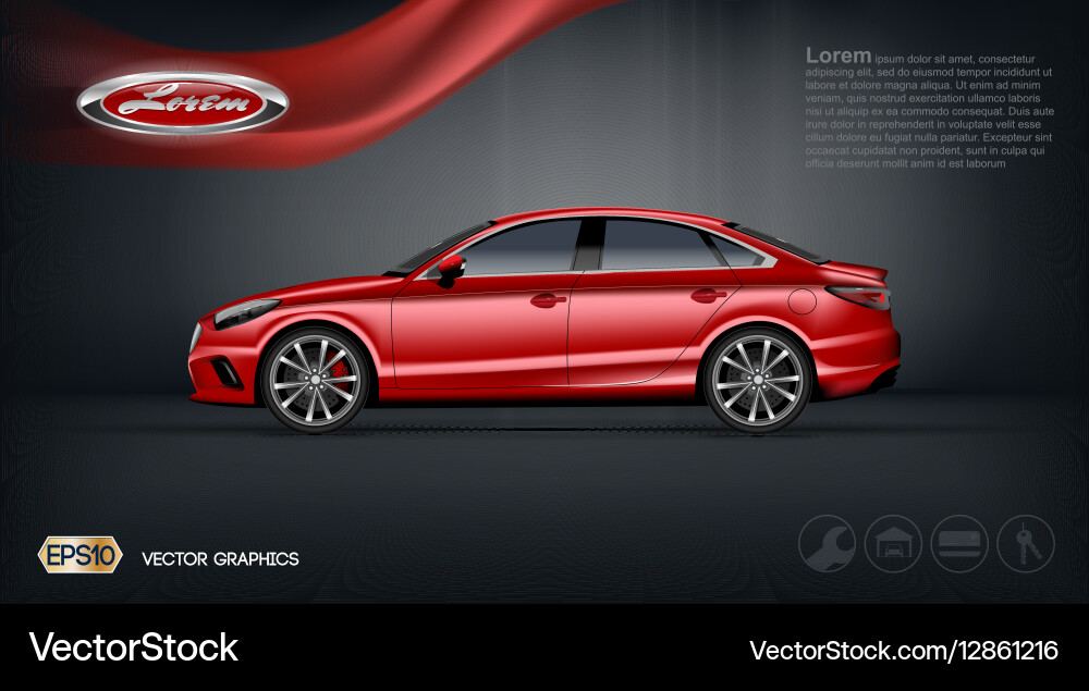 Digital red car with black windows mockup Vector Image