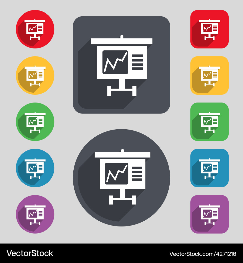 Graph icon sign a set of 12 colored buttons vector image